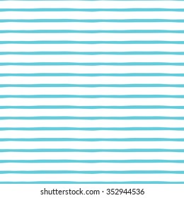 Seamless Pattern With Blue Hand Drawn Stripes. Vector Abstract Background In The Vintage Sea Style. Cool Geometric Striped Structure. Stripe Design.