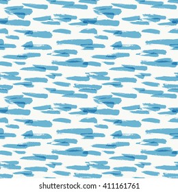 Seamless pattern with blue hand drawn strokes