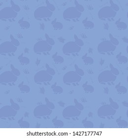 seamless pattern blue hares on a blue background