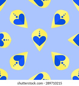 Seamless pattern with blue hearts