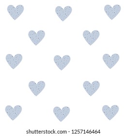 Seamless pattern of blue hearts flecked. Vector illustration.Beautiful design for your business advert of anniversary.