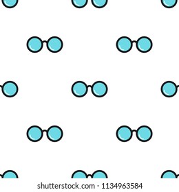 Seamless pattern with blue Hipster Glasses. Unisex sunglasses texture. Vector ortnament  on white background