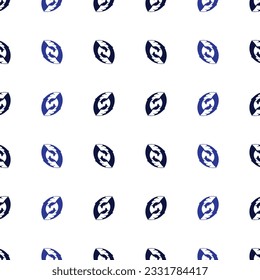 seamless pattern with blue ink abstract nut shape; horizontal rows of abstract beans shapes