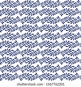 seamless pattern with blue leaves