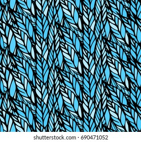 Seamless  pattern with blue leaves