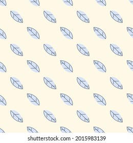 Patrón sin foco de hojas azules. Diseño plano y estricto. Fondo geométrico. Impresión en tela, papel envolvente. Ilustración del vector