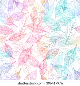 Seamless pattern with blue leaves. Vector, EPS 10.