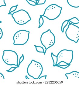 Seamless pattern with blue lemon
