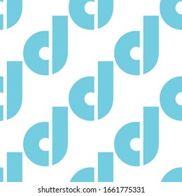 Seamless pattern with blue letter d.