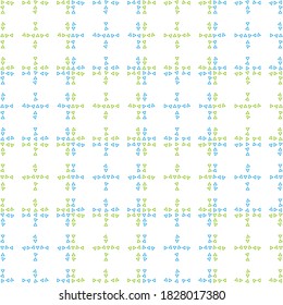Patrón sin foco (triángulos azul y verde claro) en fondo blanco.