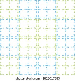 Seamless pattern (blue and light green triangles) in white background.