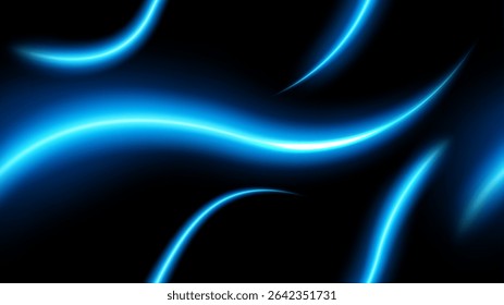 Seamless Pattern Blue Light Trails Background, Long Time Exposure Motion Blur Effect, Vector Illustration
