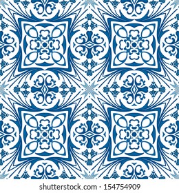 Seamless pattern in blue - like Portuguese tiles 
