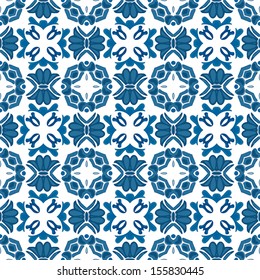 Seamless pattern in blue - like Portuguese tiles