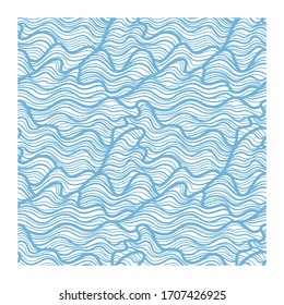 Seamless pattern with blue linear waves. 