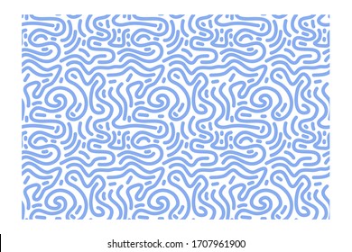 Seamless pattern of blue lines of scrawl.