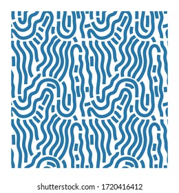 Seamless pattern of blue lines of scrawl or camouflage skin.