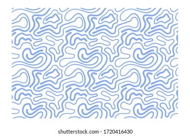 Seamless pattern of blue lines of scrawl or camouflage skin.
