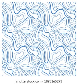 Seamless pattern of blue lines topology or camouflage skin.