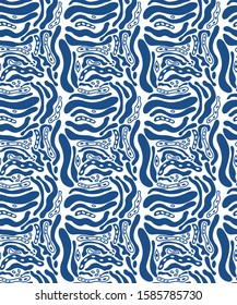 Seamless pattern with blue lines; trendy ornament
