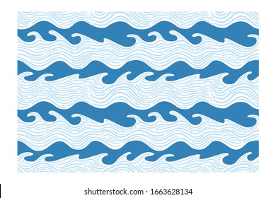 Seamless pattern with blue lines waves. Design for backdrops with sea, rivers or water texture. Repeating texture. Figure for textiles. Print for the cover of the book, postcards, t-shirts.