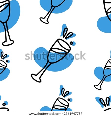 Seamless pattern Blue liqueur doodle. Drink for Hanukkah