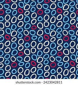 Seamless pattern with blue loops. Abstract dark print with rings, bubble, circle for fabric for children's jackets, children's outerwear, women's raincoat, coat, bag, curtain, home textile, blanket, p