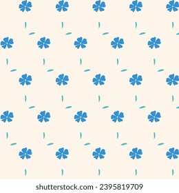 seamless pattern blue minimalistic flowers and leaves