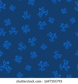Seamless pattern with blue mosaic clover leaves. Modern background with repeating elements for packaging, printing, fabric. Vectorillustration