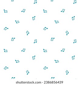 Seamless pattern with blue musical notes
