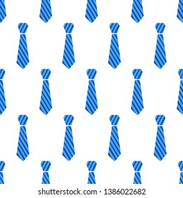 Seamless pattern with blue neckties flat style design vector illustration isolated on white backgroubd.