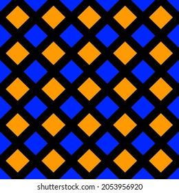 seamless pattern. the blue orange of square geometry. isolated on a black background. vector illustration