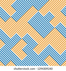 seamless pattern with blue and orange stripes
