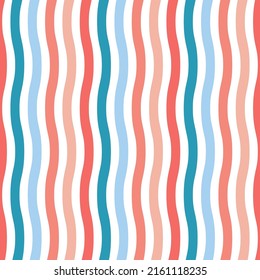 Seamless pattern with blue and orange wavy lines