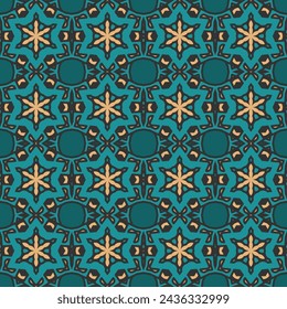Patrón sin costuras con un adorno azul con un predominio del azul oscuro. Ilustración de vector