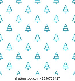 Seamless pattern with blue outline christmas tree