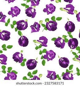A seamless pattern of blue pea. vector illustration. vector illustration.