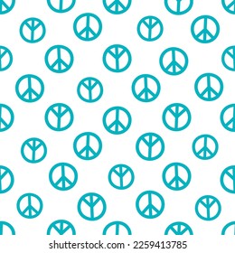 Seamless pattern with blue peace symbol