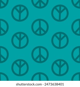 Seamless pattern with blue peace symbols
