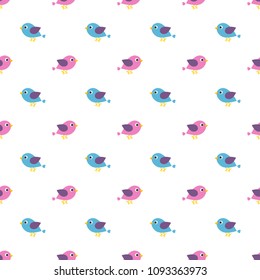 seamless pattern with blue and pink birds
