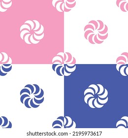 
seamless pattern. blue and pink flowers or signs on a white background. vector illustration. print, background or wallpaper. abstraction