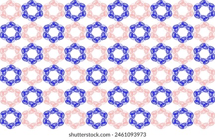 seamless pattern with blue and pink flowers checkerboard repeat style, replete image design for fabric printing, checkerboard patter