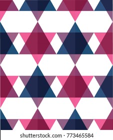 Seamless pattern with blue and pink Stars of David. Jewish symbol geometric Hexagon on white light background.duo tone multiply