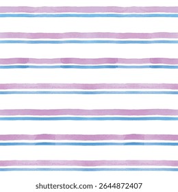seamless pattern with blue. pink watercolor stripes. hand painted brush strokes, striped background, brush strokes. Vector illustration