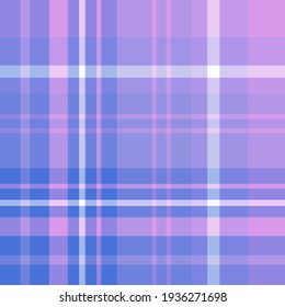Seamless pattern in blue, pink and white colors for plaid, fabric, textile, clothes, tablecloth and other things. Vector image. 