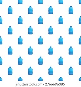 Seamless pattern of blue plastic water cooler bottles with liquid