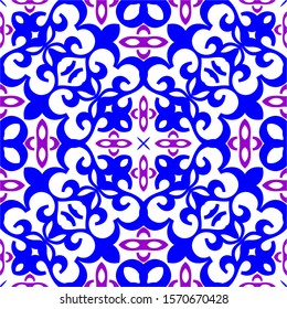 Seamless pattern blue and purple for backgrounds textile industries batik