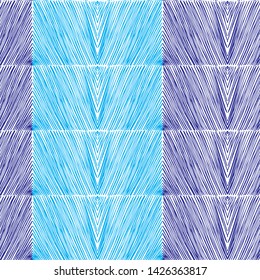 Seamless pattern of blue and purple strokes on a white background.
