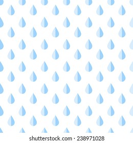 Seamless pattern with blue rain drops on white background