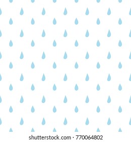 Seamless pattern with blue raindrops on white background.Vector image.